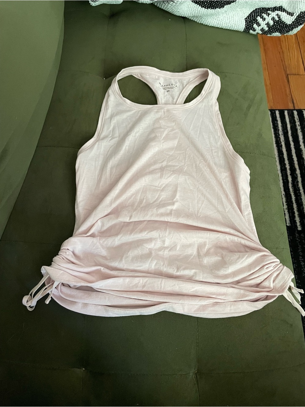 Athleta Light Pink Racerback Tank Top with ruching on side XS
